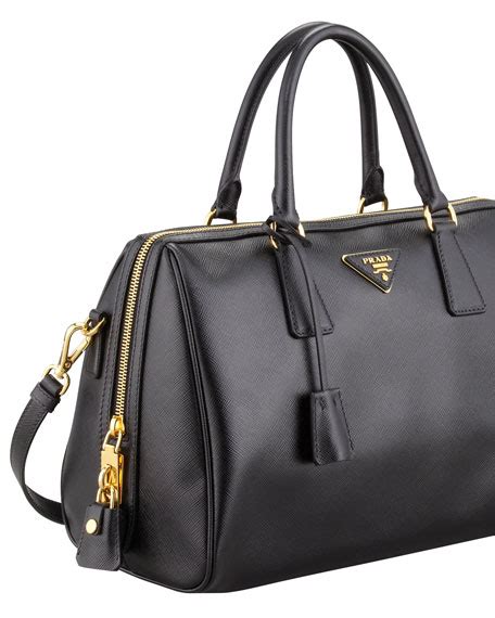 prada saffiano shoulder strap bowler bag black|prada saffiano lux tote small.